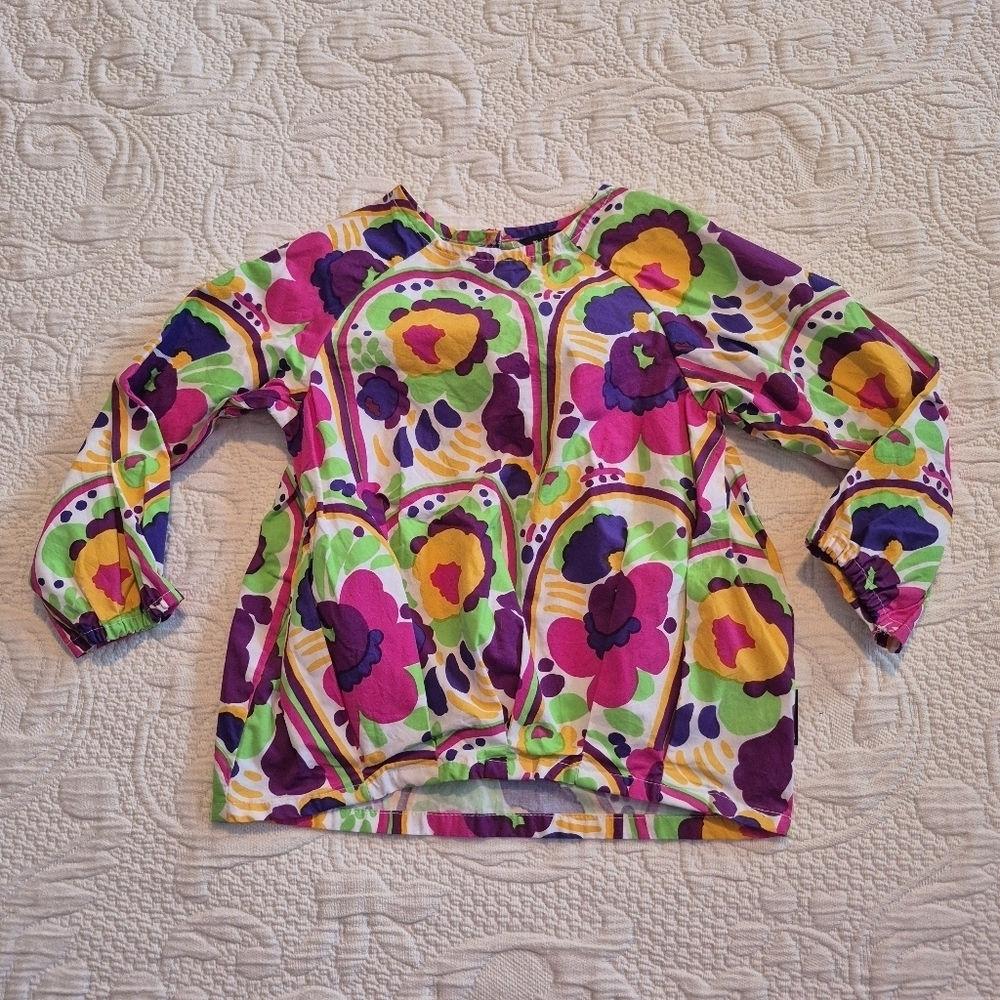 Marimekko girls 24 months bright colors long sleeve blouse VGUC